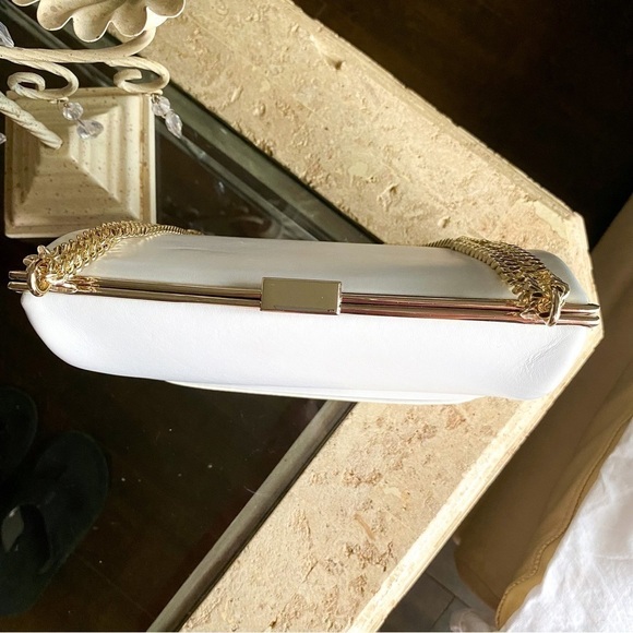 Anine Bing Bag Noah Shoulder Crossbody Chain Gold Leather Minimal White GUC - Picture 8 of 16